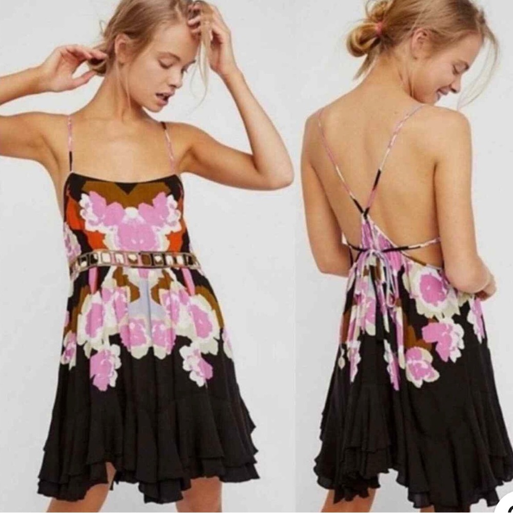 Free People Black and Pink Backless sweet Lucy slip Sundress - Picture 2 of 11